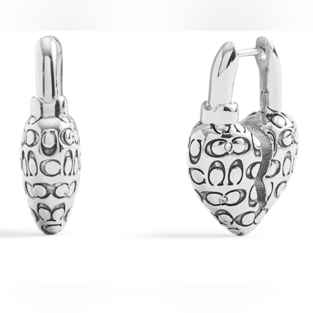 Coach Quilted Broken Heart Earrings